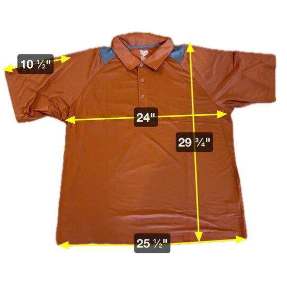 Mens 2XL Orange Golf Polo Shirt Team 365 Sport Short Sleeve Polyester Spandex - Picture 9 of 10